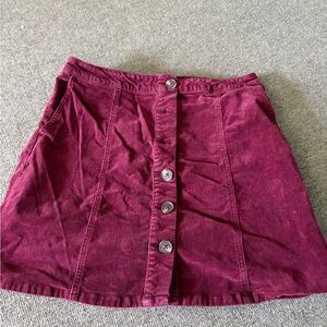 Elegant Maroon Button-Down Mini Skirt